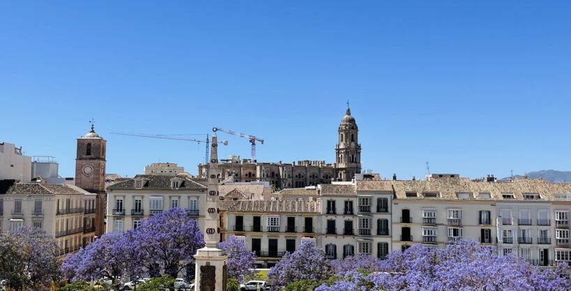 Views of Plaza de la Merced, with the Cathedral in the background.